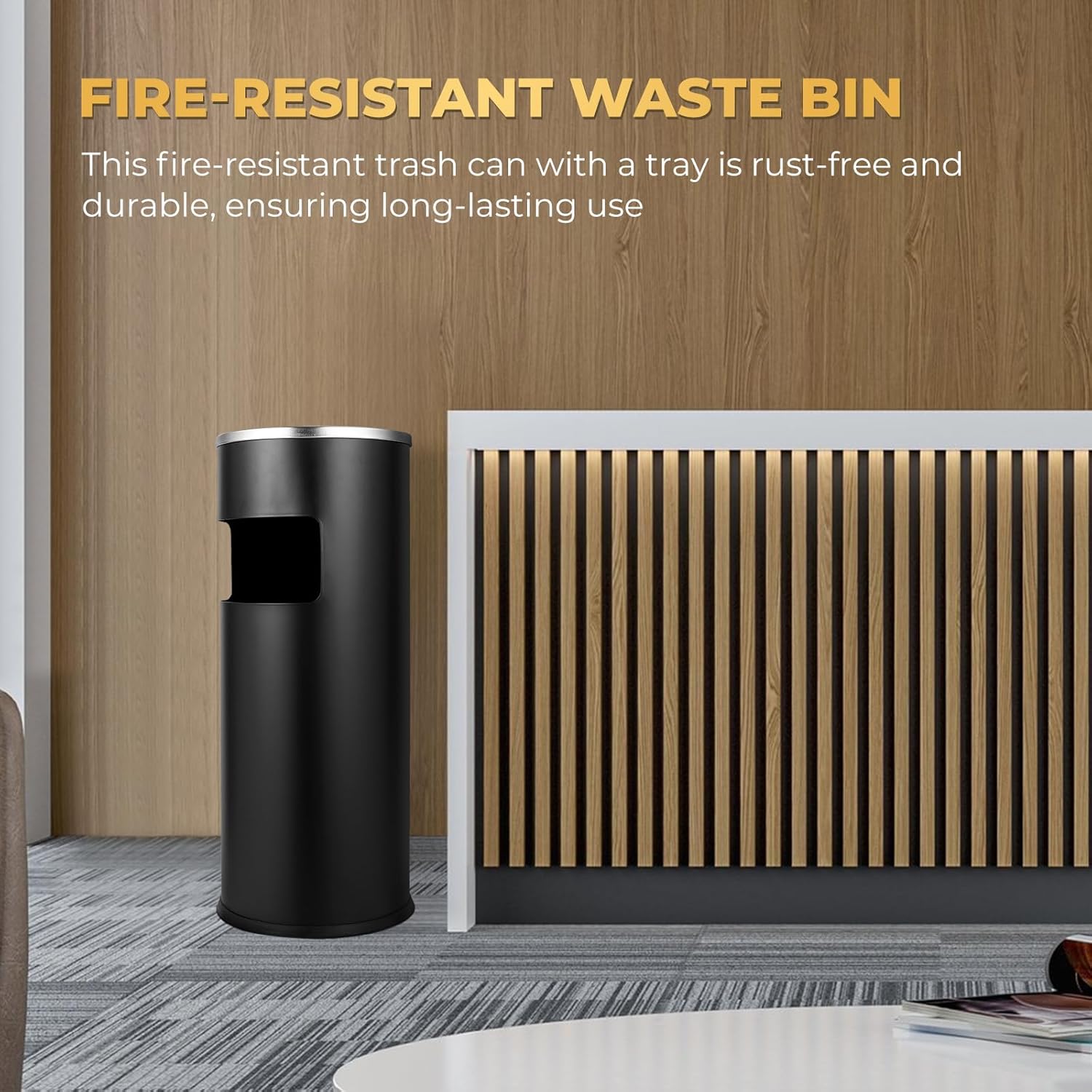 Trash Can Outdoor Waste Container Round Stainless Steel Trash Can with Removable Inner Bucket for