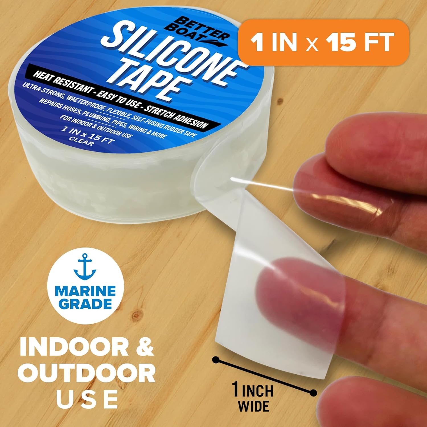 Clear Heavy Duty Silicone Tape, Self-Fusing Rubber Hose and Plumbing Water Pipe Repair Seal, Coax