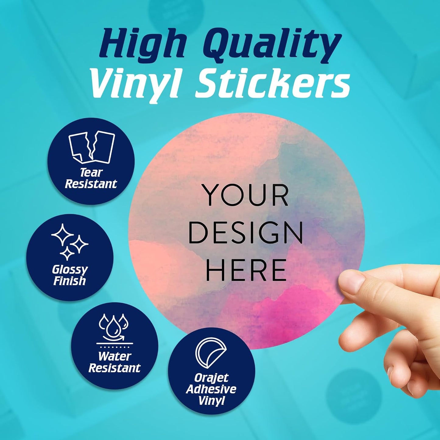 100 Custom Vinyl Stickers - Upload Your own Image, Text, Design, Logo - Personalized Logo Labels