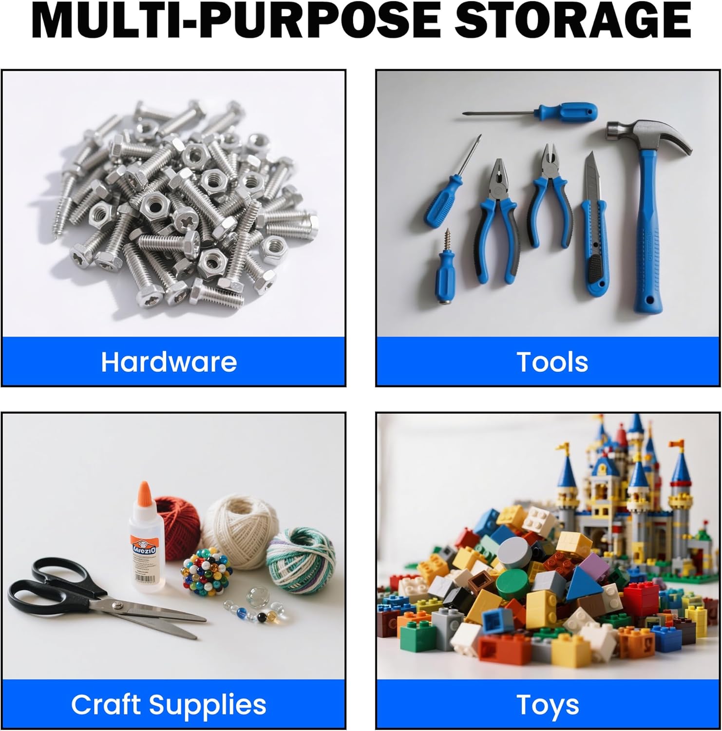 Ultrawall Wall Mounted Storage Bins, Plastic Hanging Storage Organizer Bins, Garage Tool Storage