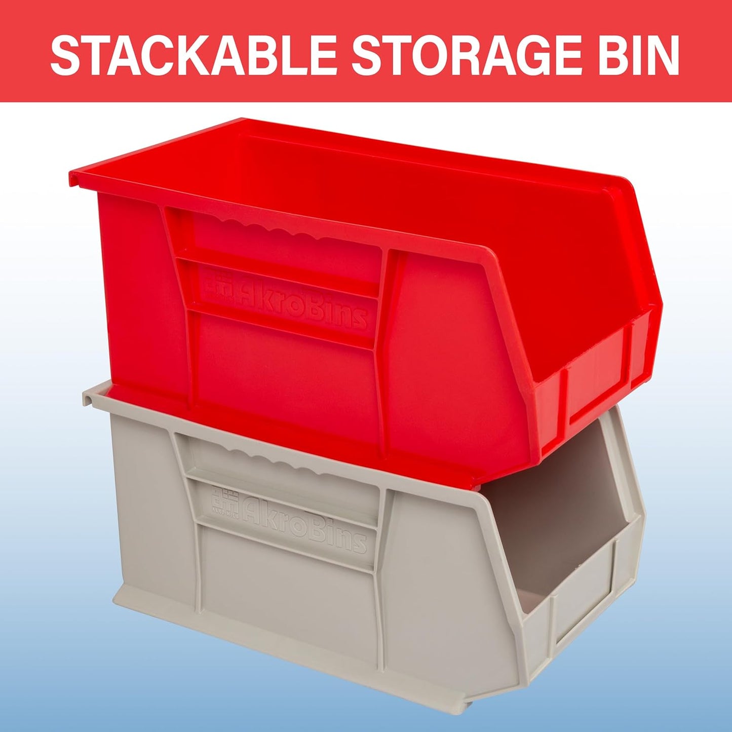 Akro-Mils 30240 AkroBins Plastic Storage Bins, Space-Saving Stackable Bins for Garage, Pantry