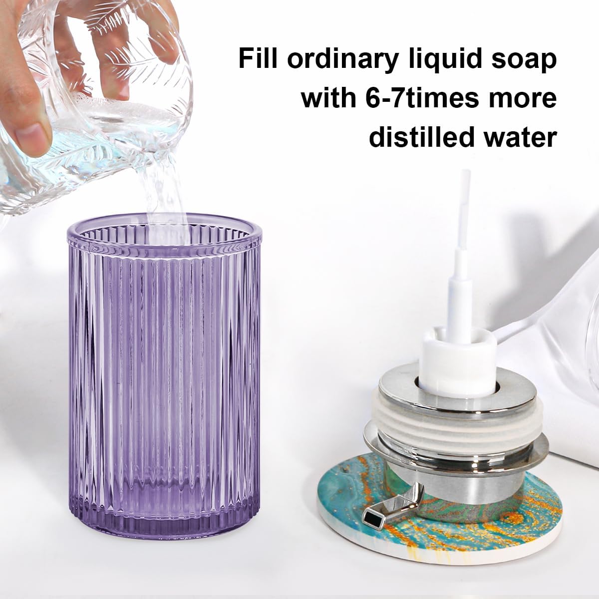 Foaming Soap Dispenser, 11 Oz Thick Glass Foam Hand Soap Dispenser, Refillable Glass Foam Pump