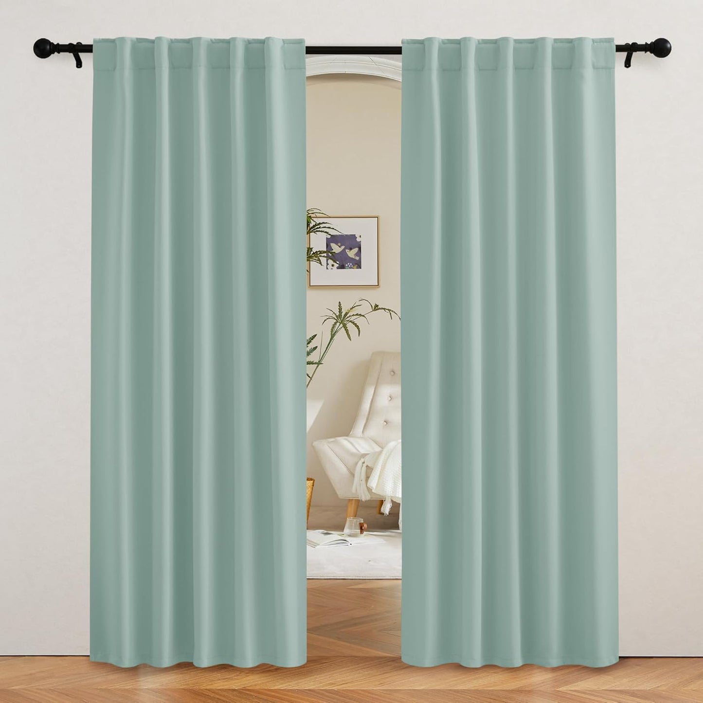 RYB HOME Coastal Blackout Curtains for Bedroom - Thermal Insulated Curtains and Drapes Privacy