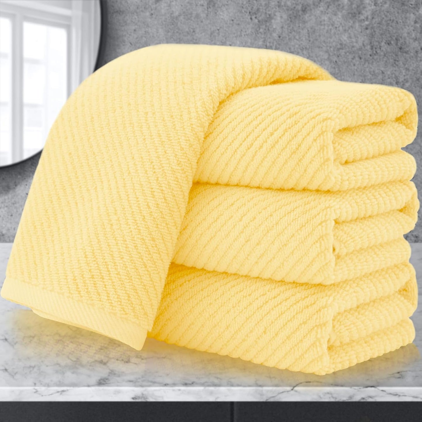 VOOVA & MOVAS Yellow Hand Towels for Bathroom, 4 Pack Large 18" x 28" - 100% Cotton | Lightweight |