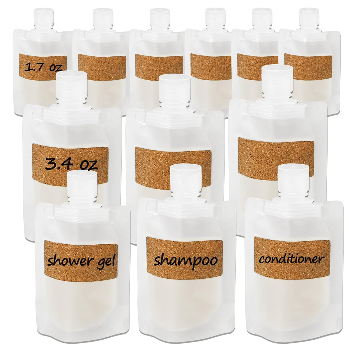 TailaiMei 12 Pieces Travel Pouches for Toiletries, TSA Approved Portable Travel Size, Refillable