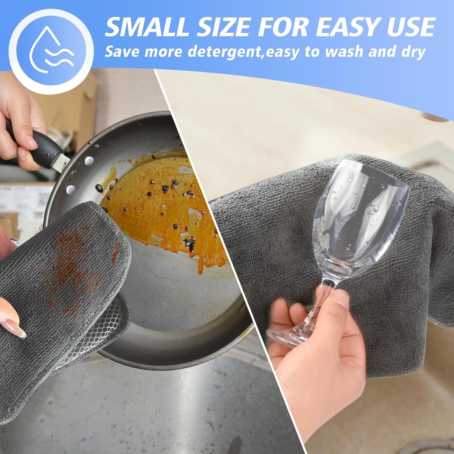 KinHwa Kitchen Washcloths for Dishes Absorbent Microfiber Dish Cloths Quick Dry Dish Rags with Poly