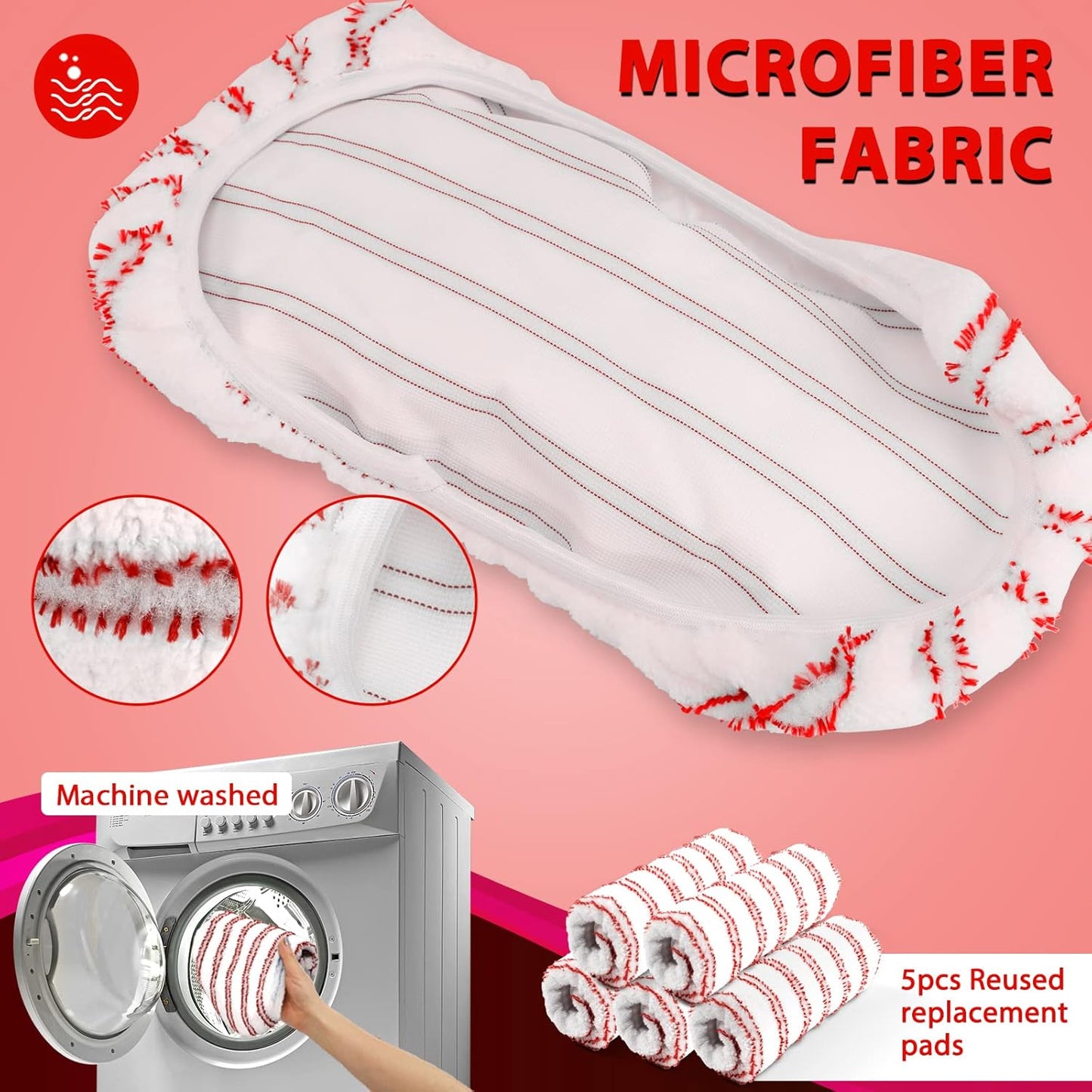 MASTERTOP Microfiber Mop, Extra Large Dust Mop with 5 Pads for Wet & Dry Use, 16'' Mops for