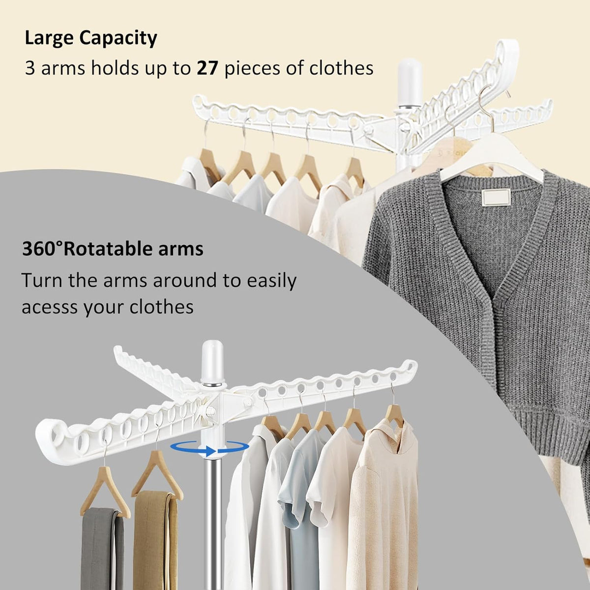 SUYU Clothes Drying Rack, Foldable Drying Rack Clothing, Laundry Drying Rack, 59-Inch Indoor