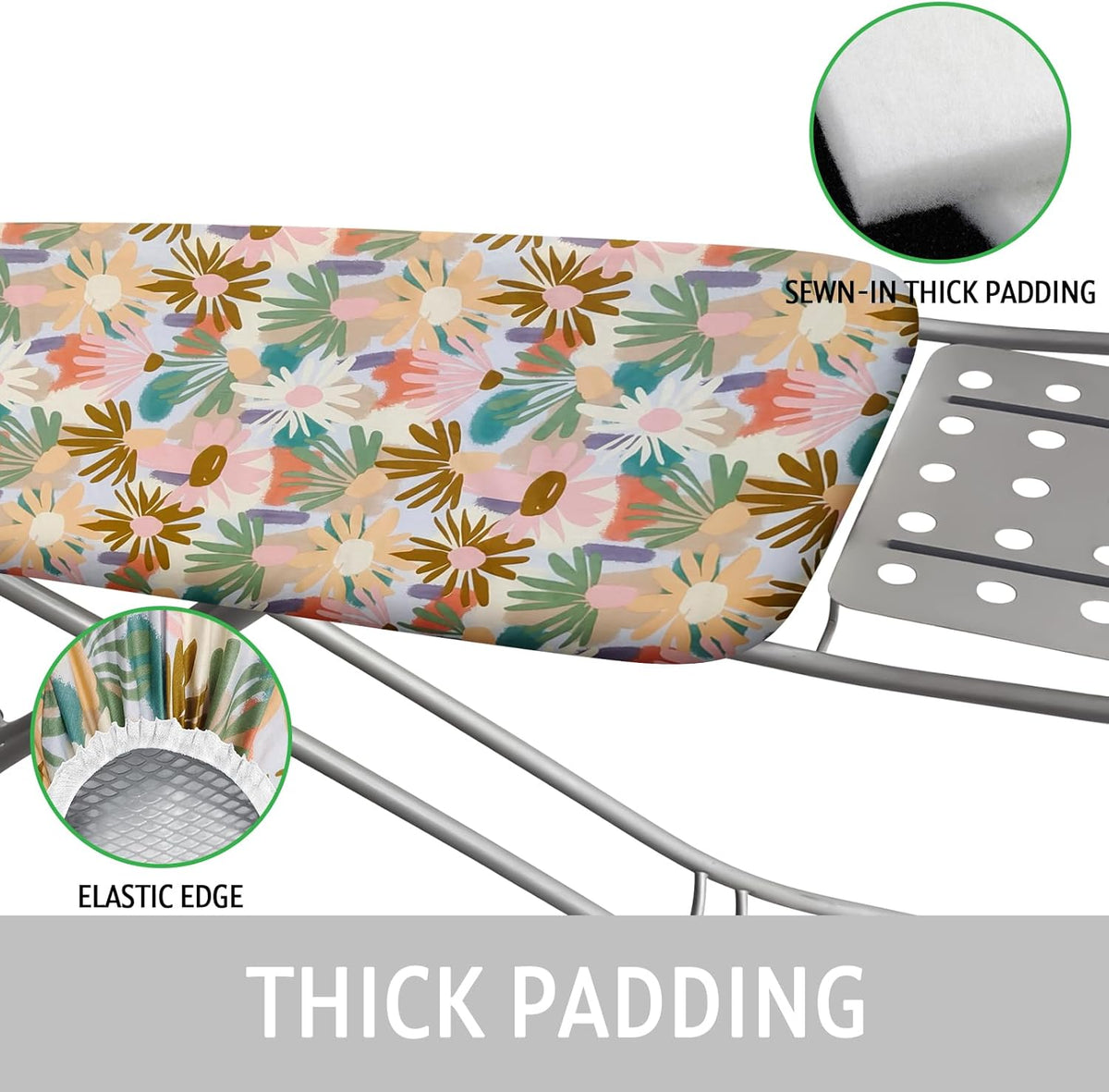 Ironing Board Cover and Pad 15x54 Inch Standard Ironing Board Cover with Elastic Edge and Hook and