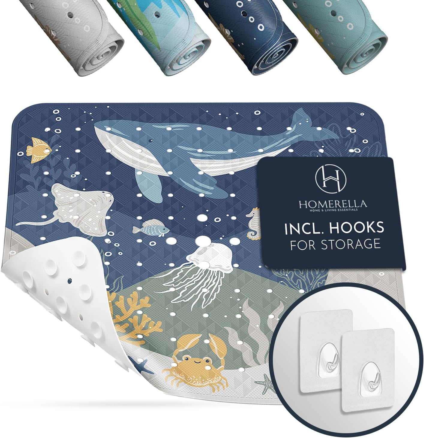 Homerella Anti Slip Shower Mat | Anti Mold Non Slip Bathtub Mat for Inside Shower | Square Floor
