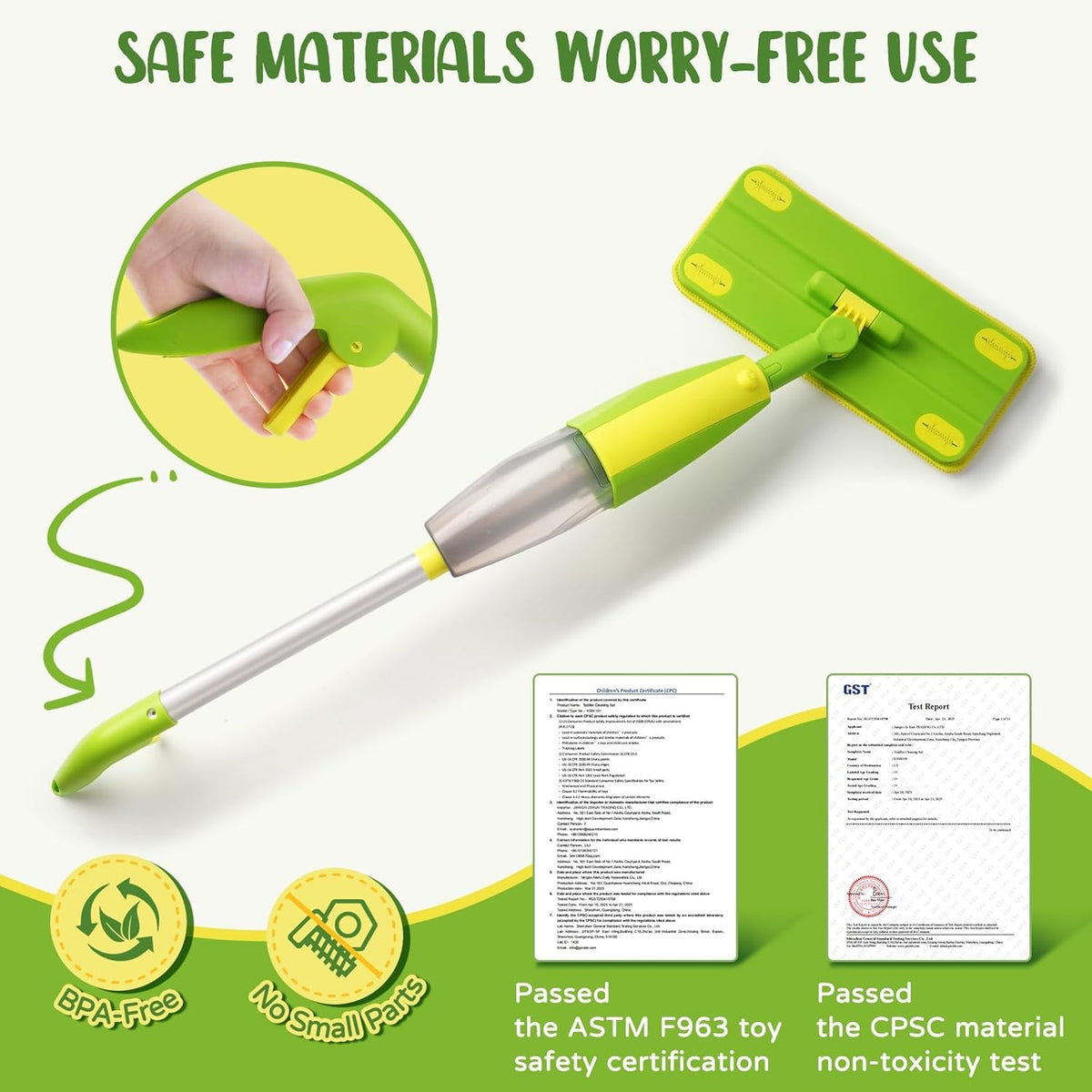 Toddler Spray Mop-Montessori Toys Mini Size Cleaning Mini Mop That Really Spray -Kid Pretend Play