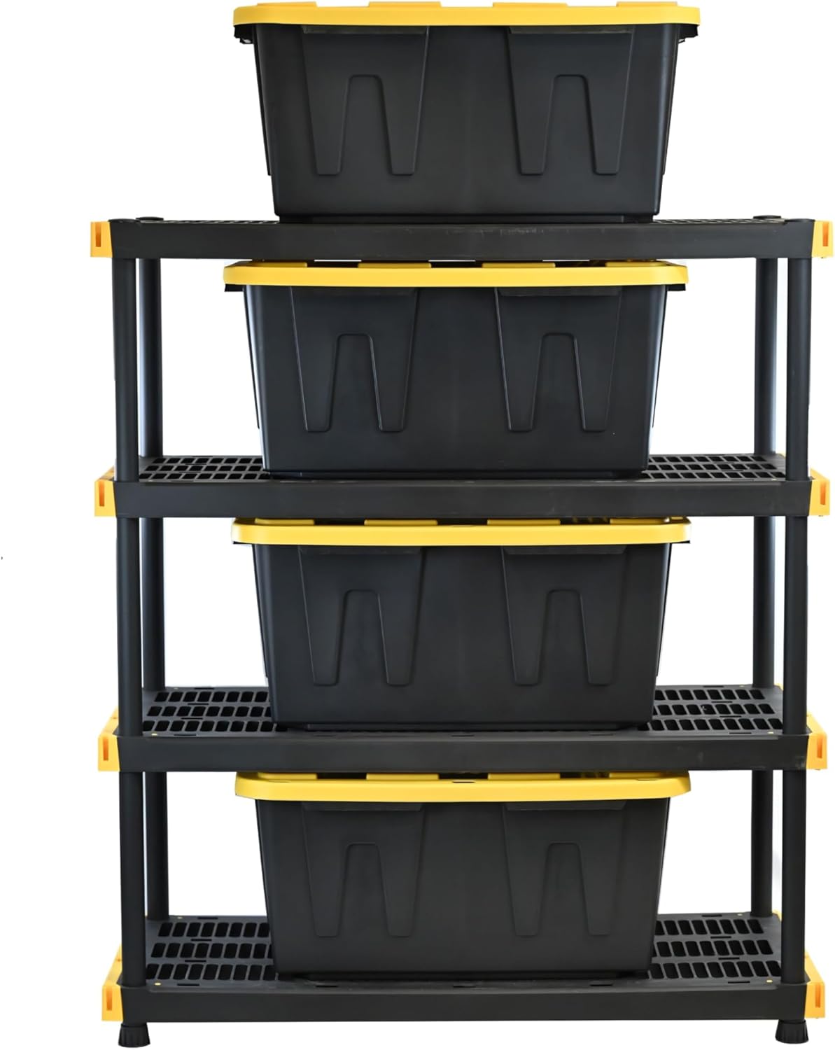 CX Black & Yellow, Shelving Unit and Heavy Duty Storage Containers, Extremely Durable (Shelf + 27