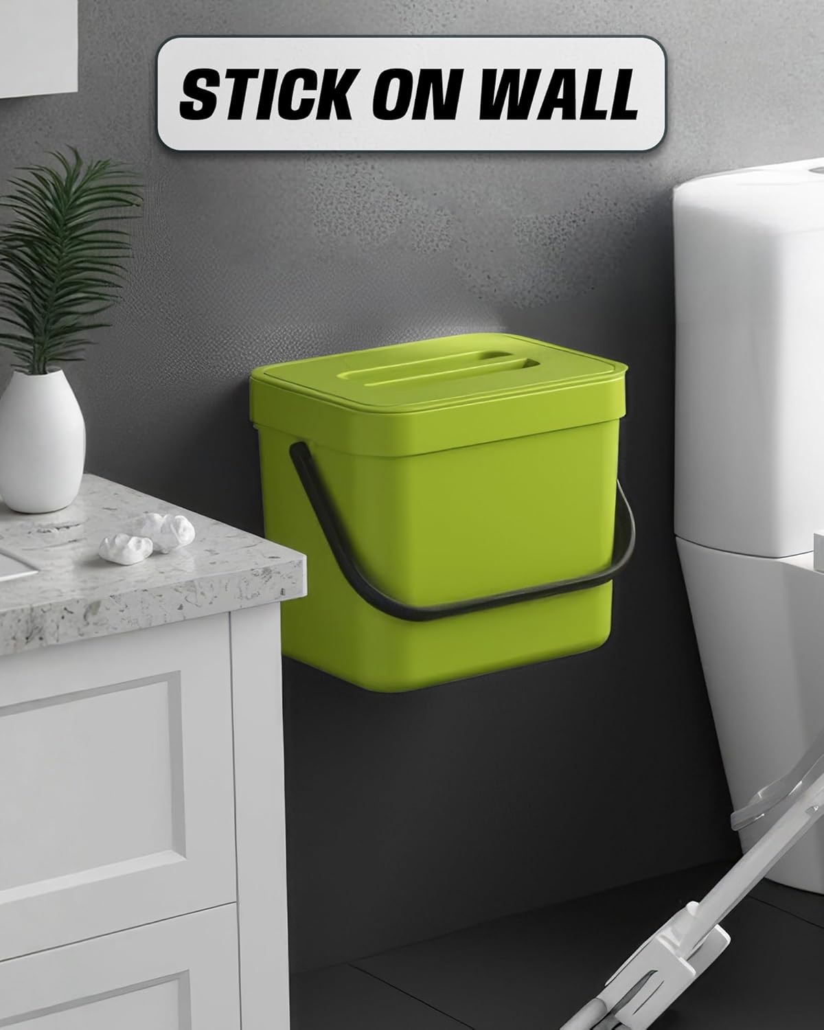 Countertop Compost Bin Kitchen, 1.8 Gallons Hanging Trash Can with Lid for Kitchen Cabinet Door