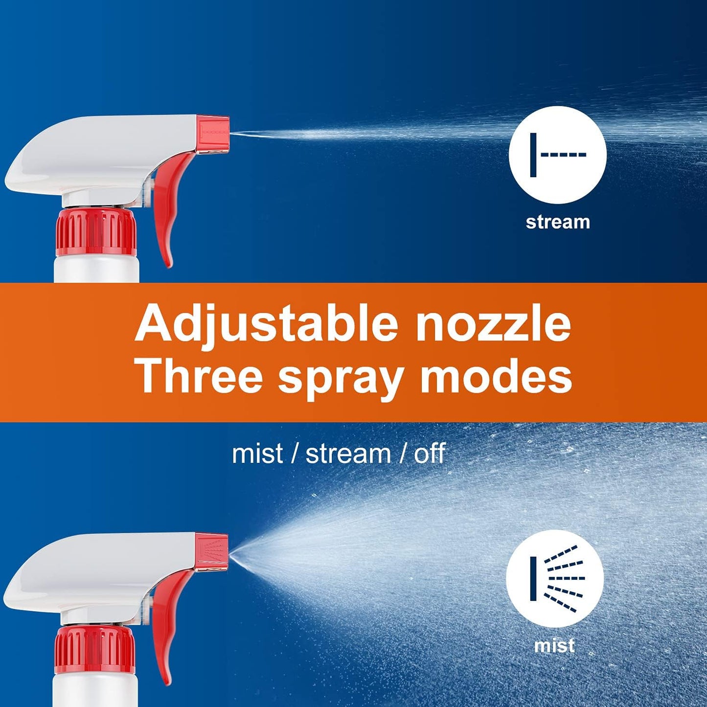 Veco Spray Bottle (2 Pack&2 extra Nozzle,16 Oz) with Measurements and Adjustable Nozzle, HDPE