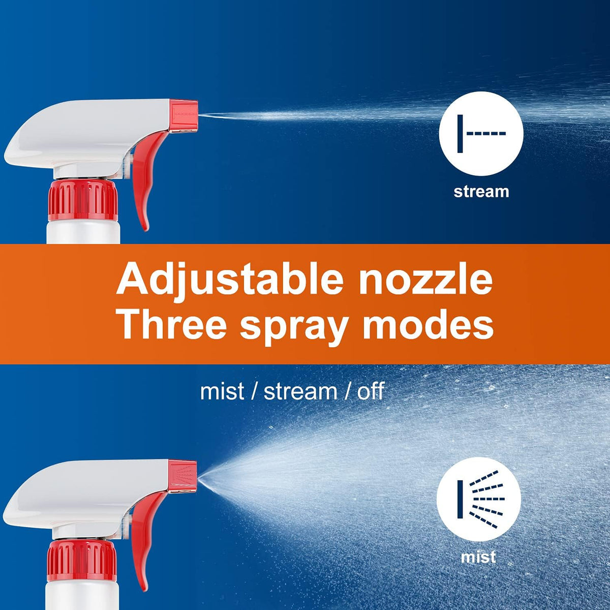 Veco Spray Bottle (5 Pack,24 Oz) with Measurements and Adjustable Nozzle(Mist & Stream Mode), HDPE