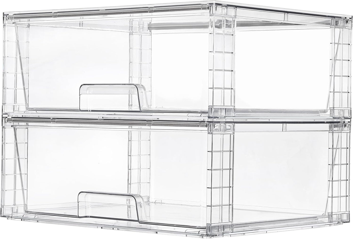Vtopmart 2 Pack Large Stackable Storage Drawers,Easily Assemble Clear Acrylic Bathroom Closet
