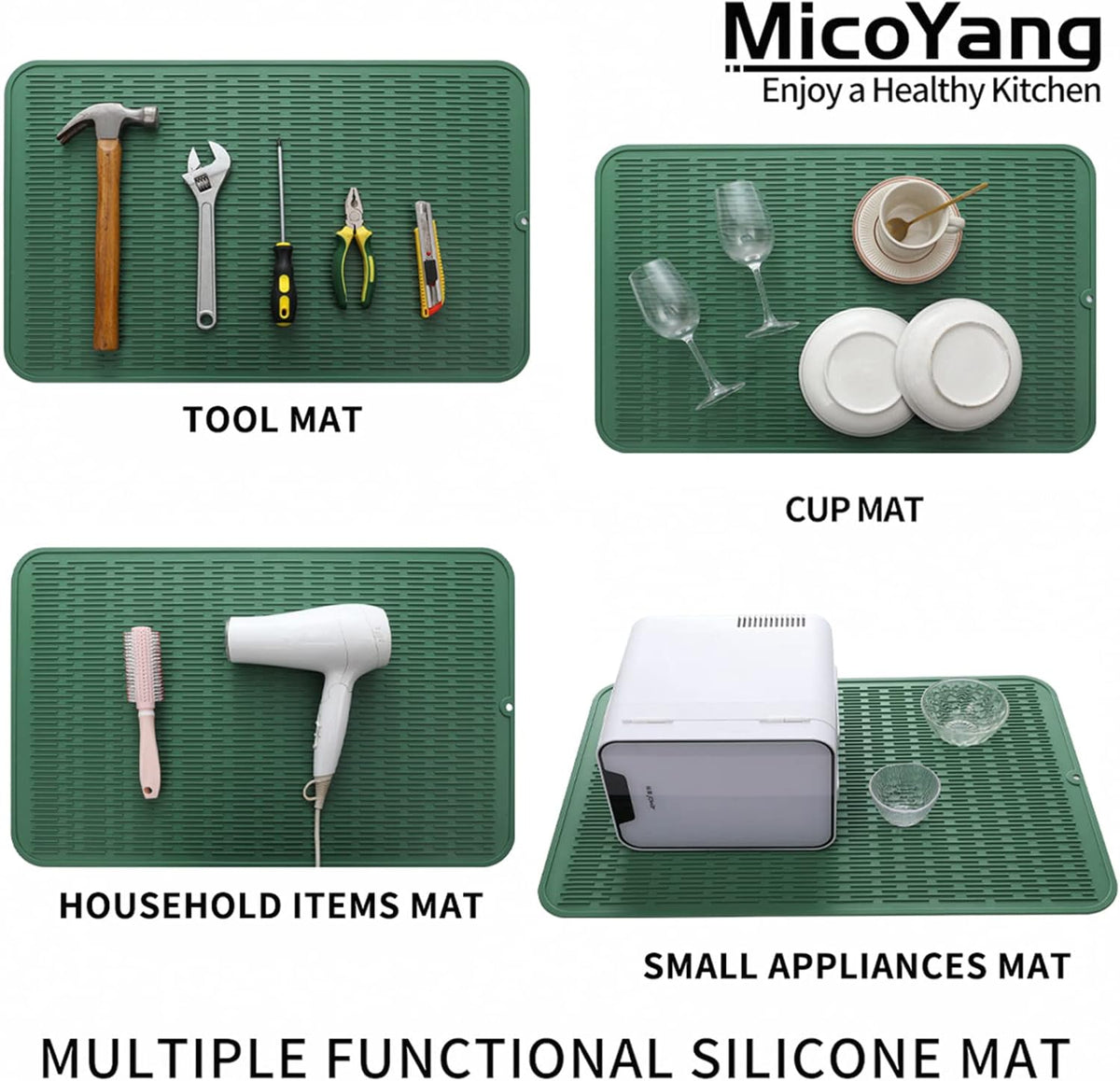 Silicone Dish Drying Mat for Multiple Usage,Easy clean,Eco-friendly,Heat-resistant Silicone Mat for