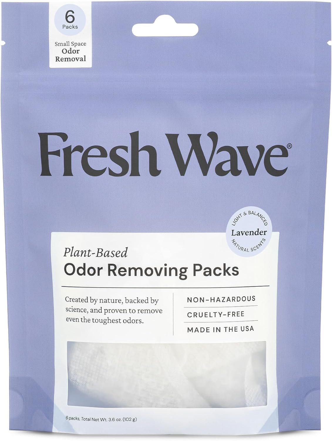Fresh Wave Lavender Odor Eliminating & Deodorizing Packs | Bag of 6 | Safer Odor Relief for Small