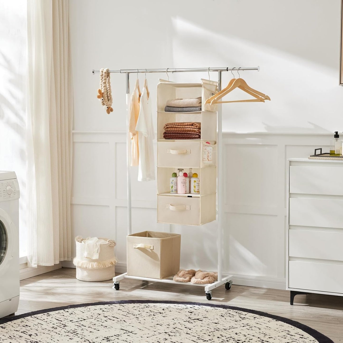 MAX Houser 5 Tier Shelf Hanging Closet Organizer, Cloth Hanging Shelf with 2 Sturdy Hooks for