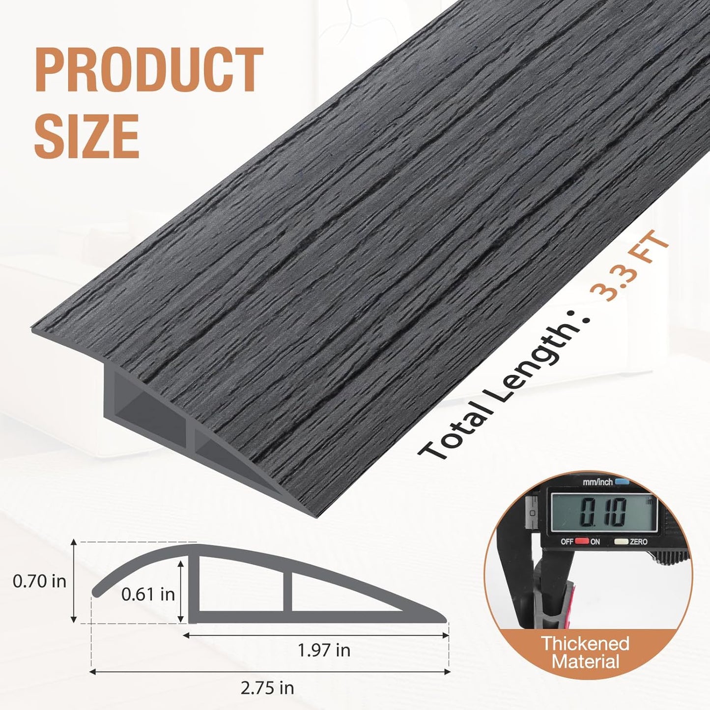 Floor Transition Strip Self Adhesive Vinyl Door Threshold for Doorways Carpet Edging Trim Overlap