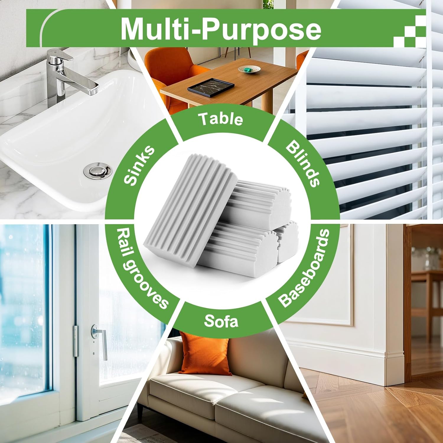 4-Pack Damp Clean Duster Sponge, Sponge Cleaning Brush, Duster for Cleaning Blinds, Glass