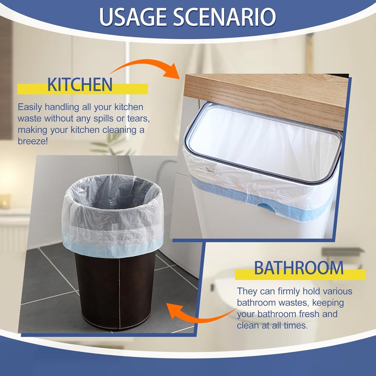 10 Gallon Trash Bags with Drawstring - 120 Count Heavy Duty 1.2 Mil Garbage Bags 38 Liter Unscented