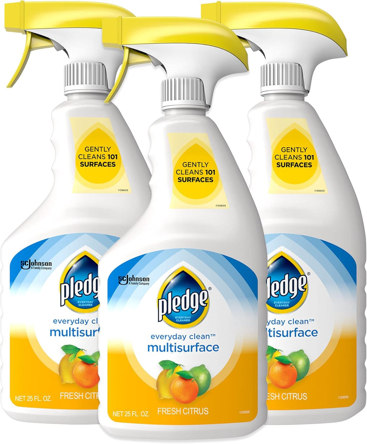 Pledge pH-Balanced Multisurface Cleaner Spray for Everyday Care, Fresh Citrus Scent, 25oz (Pack of