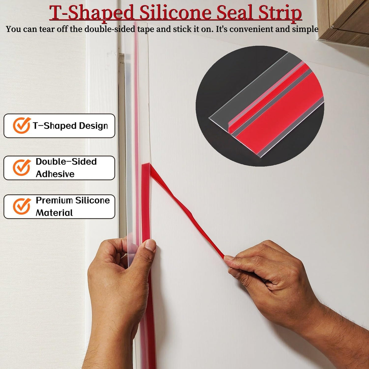 T Shape Door Seal Strip for Door & Windows Gaps，Draft Stopper Bottom Sweep Weather Stripping for