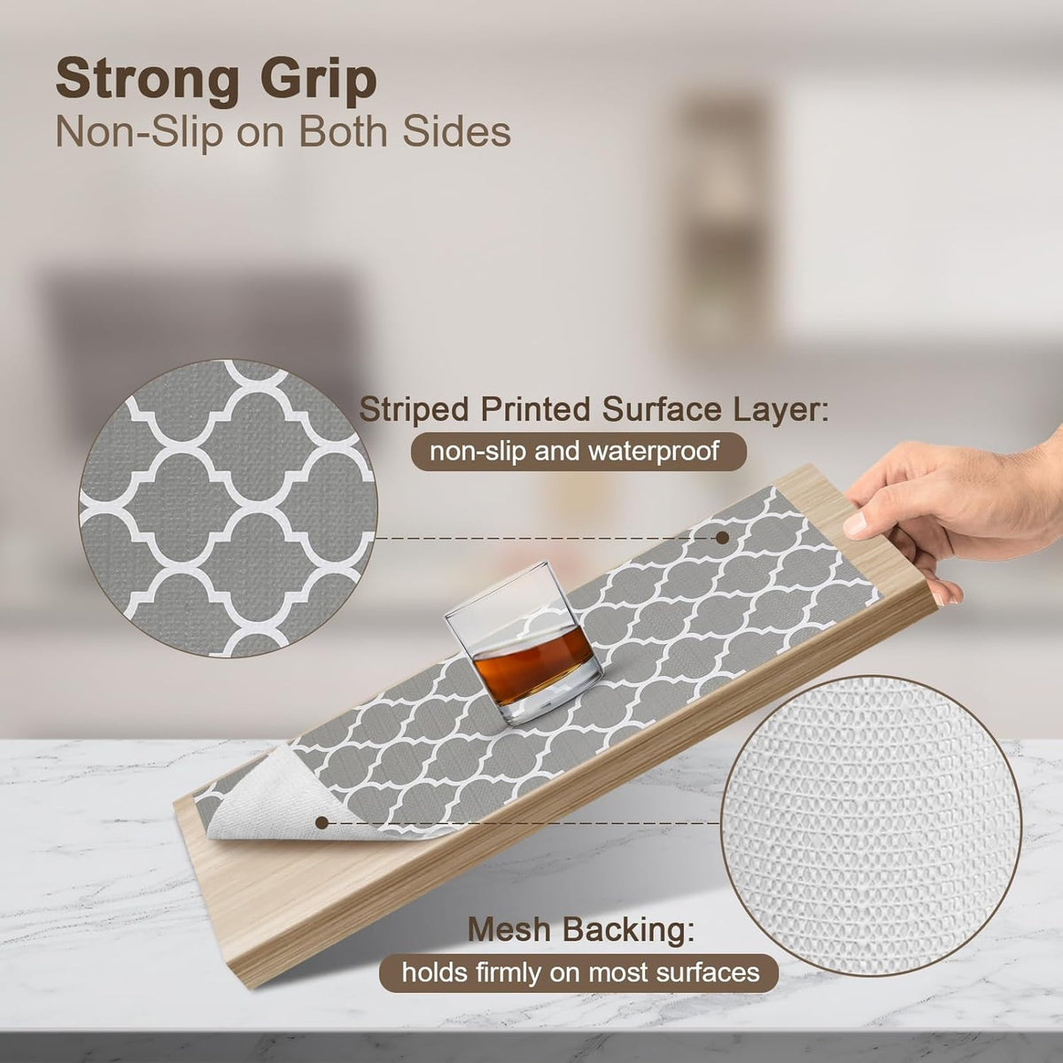OcePor Non-Adhesive Drawer and Shelf Liner 24IN x 30FT，Non Slip Cabinet and Cupboard Liner, Kitchen