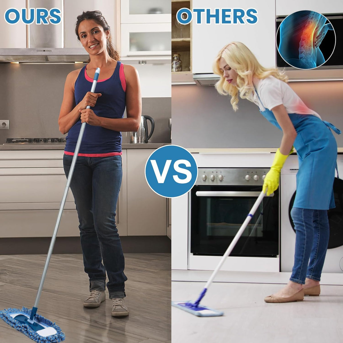 MAVRIZ Dust Mop for Hardwood Floor Washable Wet and Dry Mop with 58" Long Handle, 360° Rotating