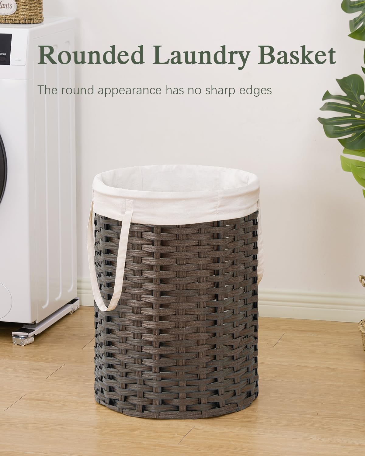 Laundry Hamper Laundry Basket Round 19.0 Gal (72 L) Handwoven Rattan Laundry Basket, Large Wicker