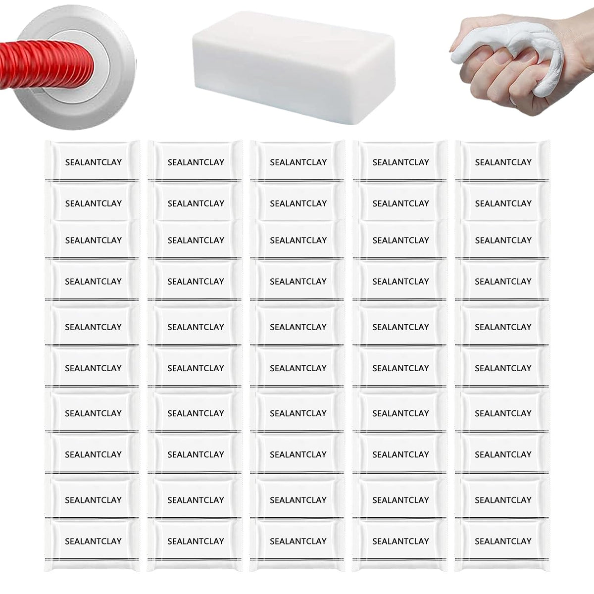 Pack of 50 White Seal Putty Waterproof Duct Seal Repair Sealing Clay, Quick Mending Mud for Drain