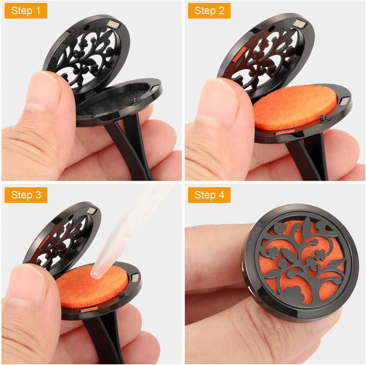 2 Pieces 316L Stainless Steel Car Aromatherapy Essential Oil Diffuser Air Freshener Vent Clip