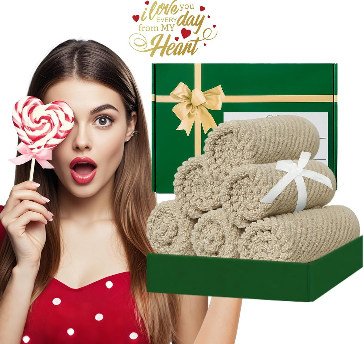 VOOVA & MOVAS Beige Face Cloths, (6PC, 13"x13") - 100% Cotton | Lightweight | Thick | Quick Dry |
