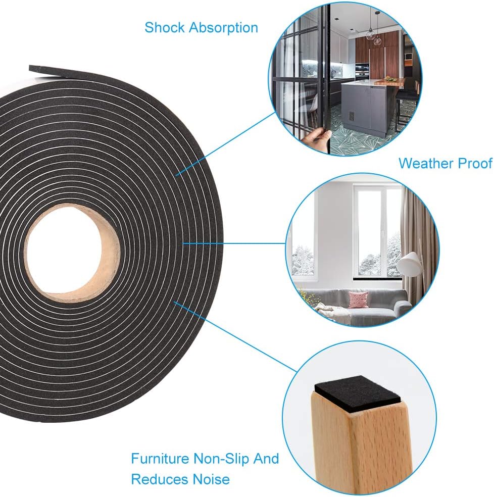 Foam Tape Weather Stripping Window Seal,1"Wx1/8"T High Density Seal Strip,Adhesive Closed Cell
