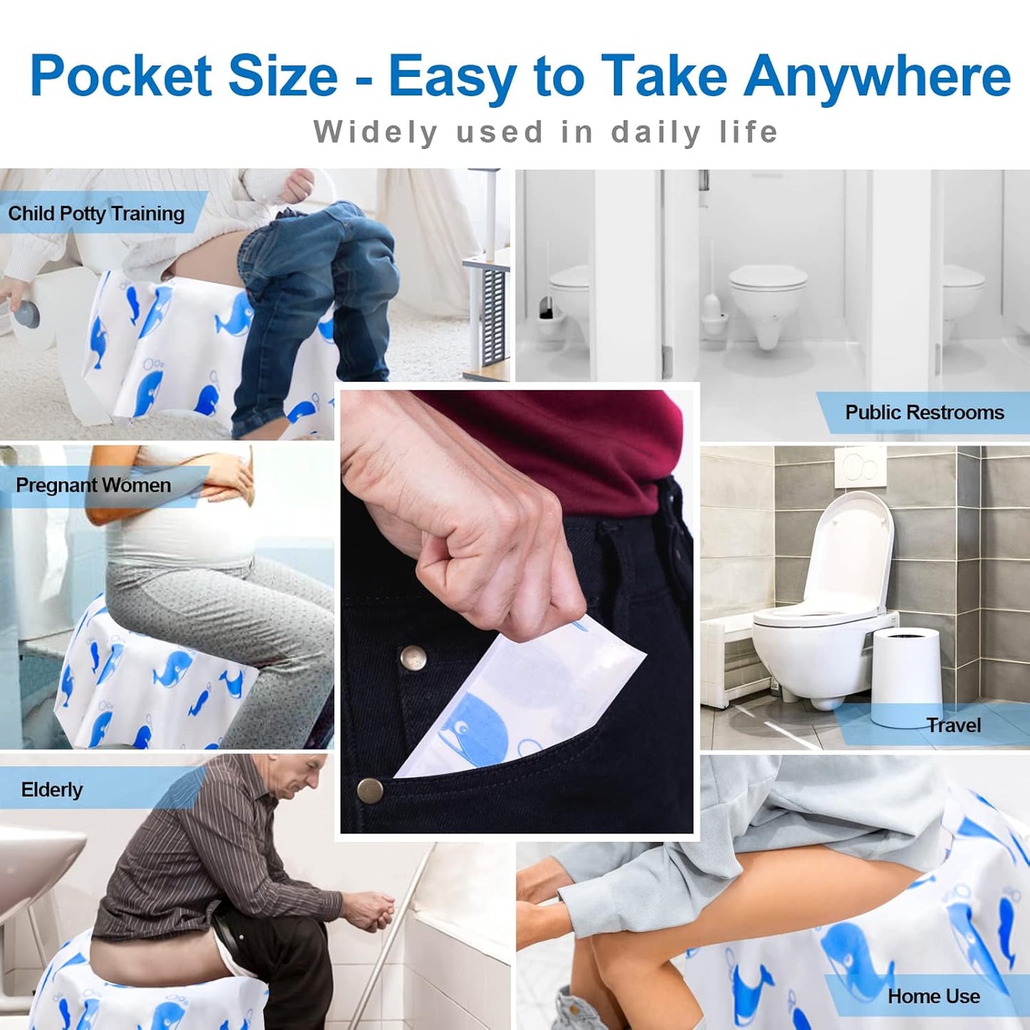 20 Pack Toilet Seat Covers Disposable, Extra Large Disposable Toilet Seat Covers for Adults
