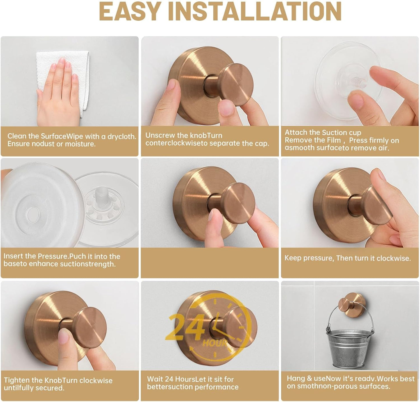 4pcs Suction Cup Hooks for Shower,Shower Towel Suction Hooks,No Drill Towel Hooks for Bathroom