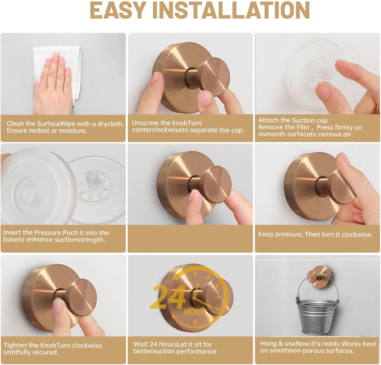 4pcs Suction Cup Hooks for Shower,Shower Towel Suction Hooks,No Drill Towel Hooks for Bathroom