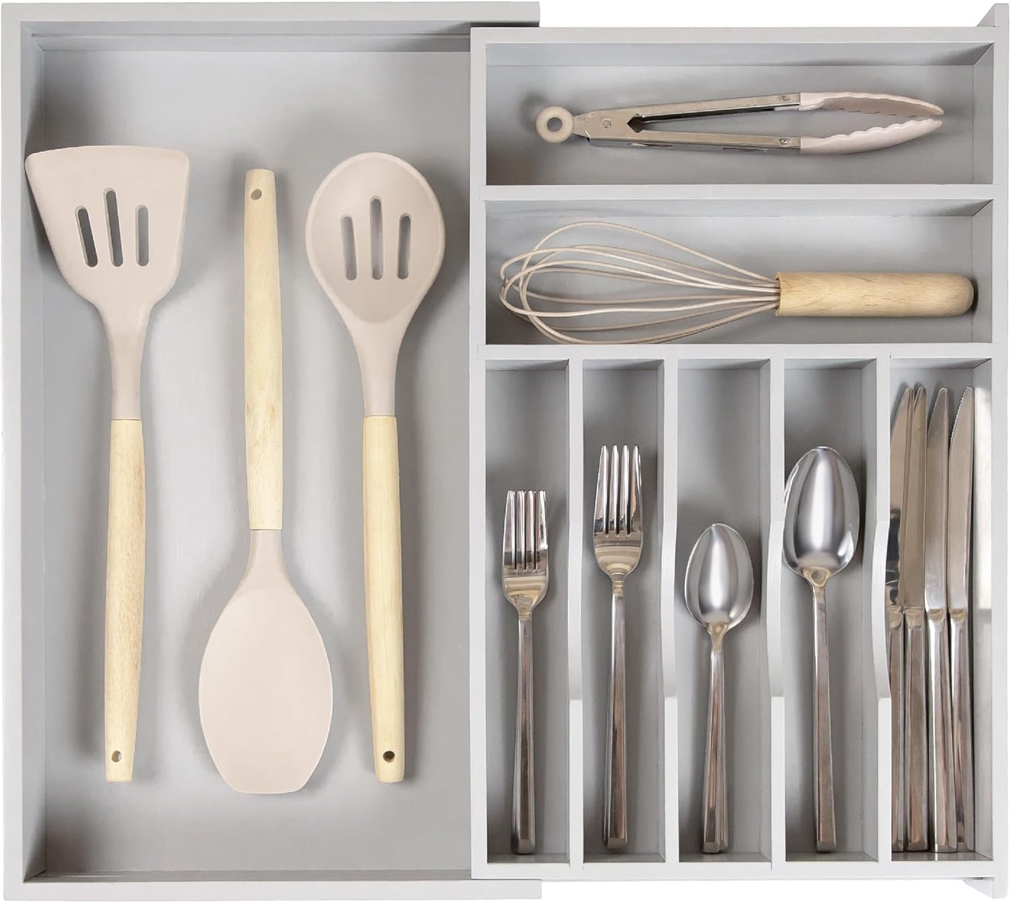 KitchenEdge Premium Silverware, Flatware and Utensil Organizer for Kitchen Drawers, Food-Safe