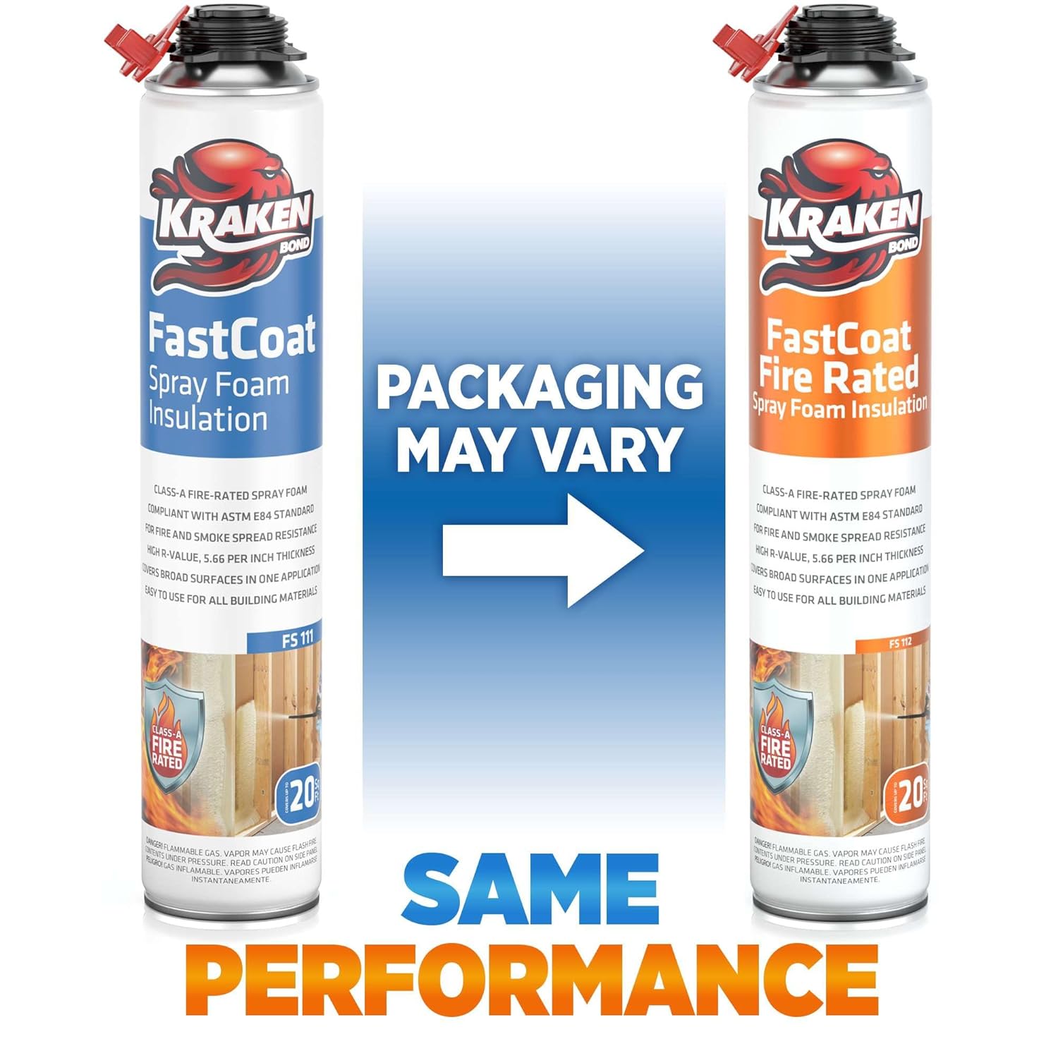Kraken Bond Fastcoat Fire Rated Spray Foam Insulation Kit Closed Cell in a Can 40 sq ft (2x27.1