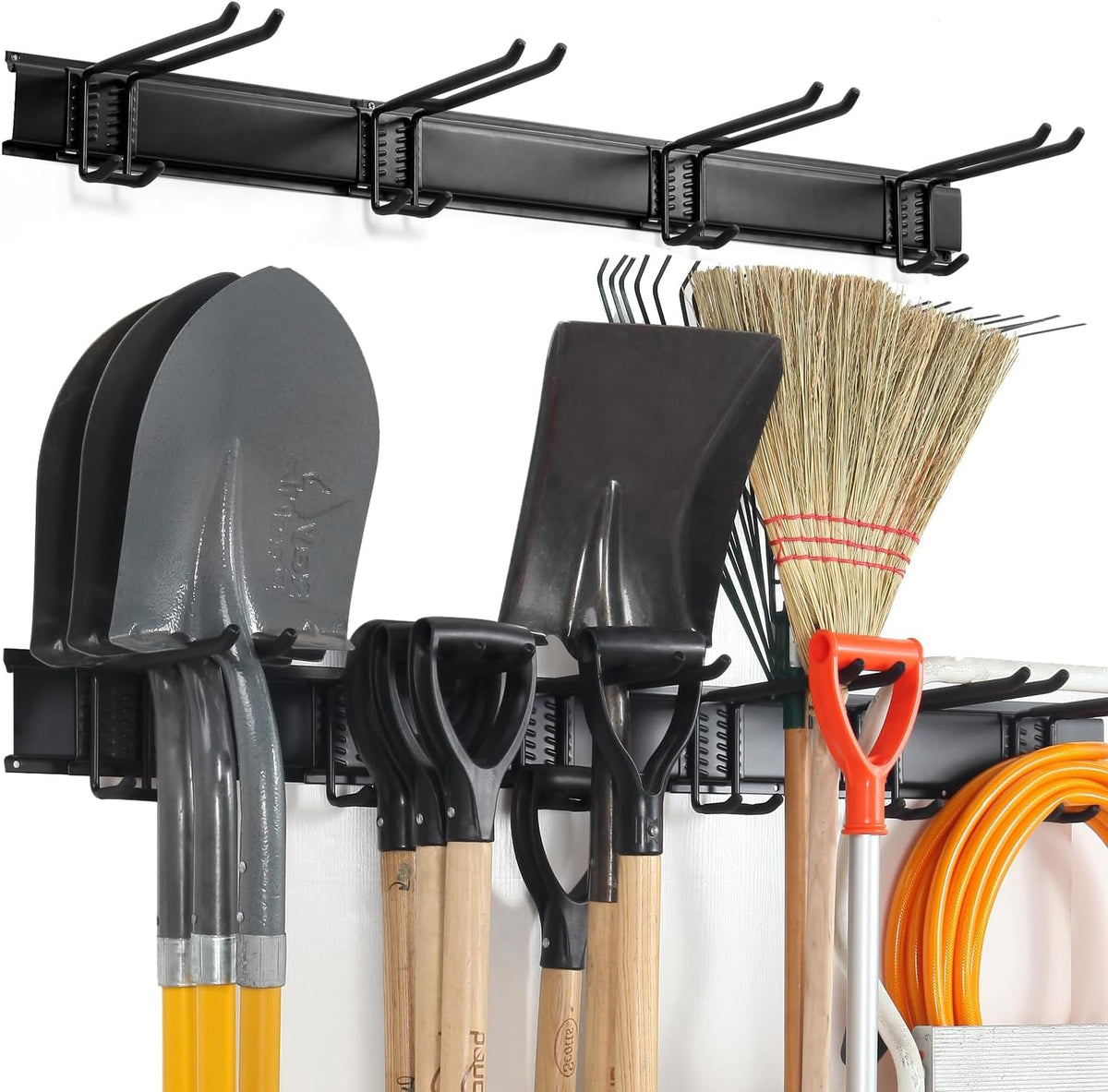 Wall Mount Tool Storage Rack, Heavy Duty Garage Storage Tool Organizer, Garden Tool Wall Hooks and