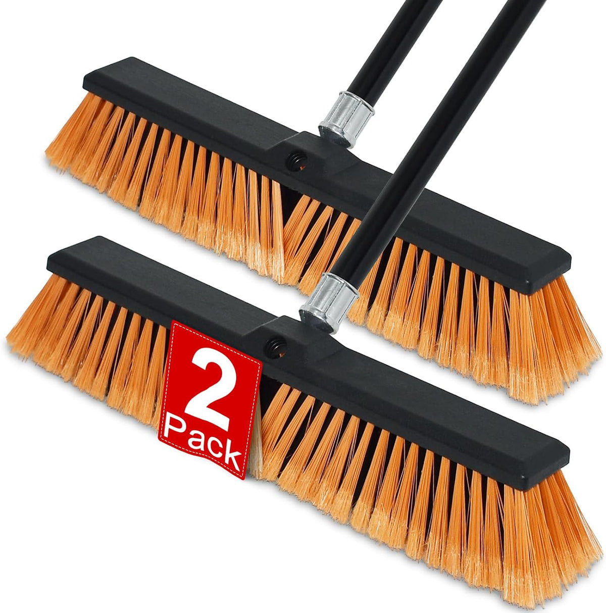 PBHEPJ 18 Inchs Push Broom Outdoor Heavy Duty, Shop Broom with 60" Long Bandle for Cleaning Outdoor