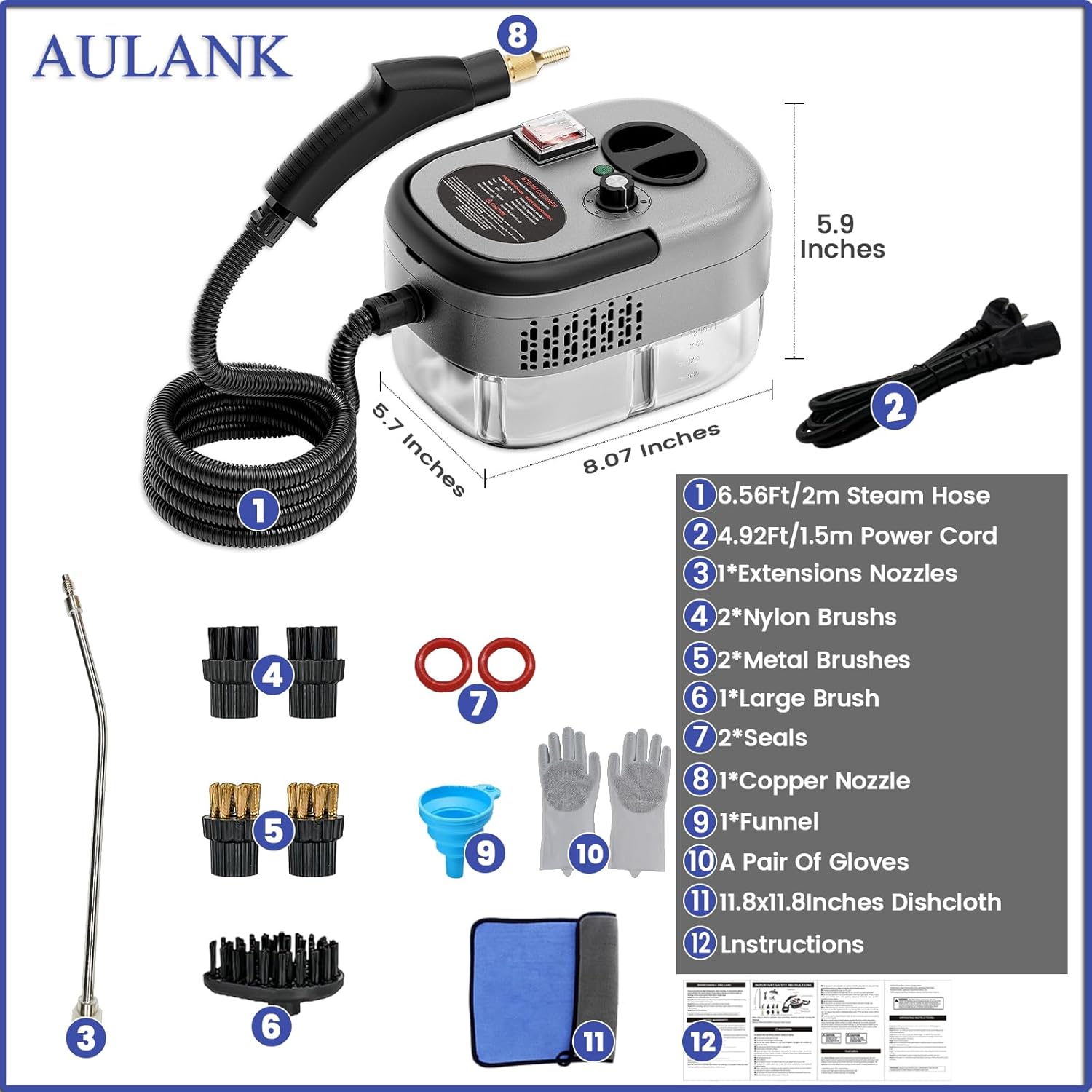 2500W Handheld Steam Cleaner,Portable Car Steamer For Auto Detailing,High-Temperature and Pressure