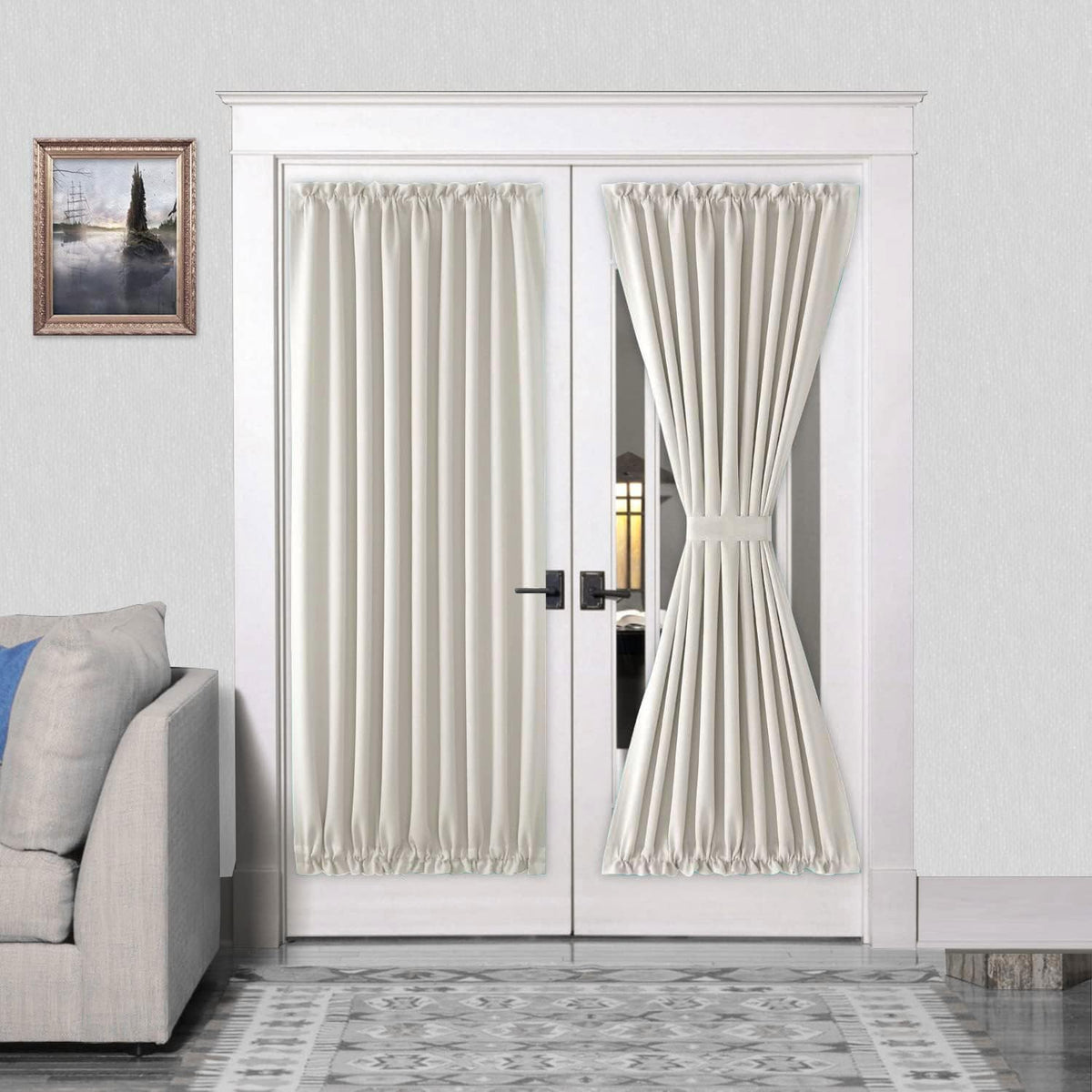 DWCN French Door Curtains – Rod Pocket Thermal Blackout Curtain for Doors with Glass Window