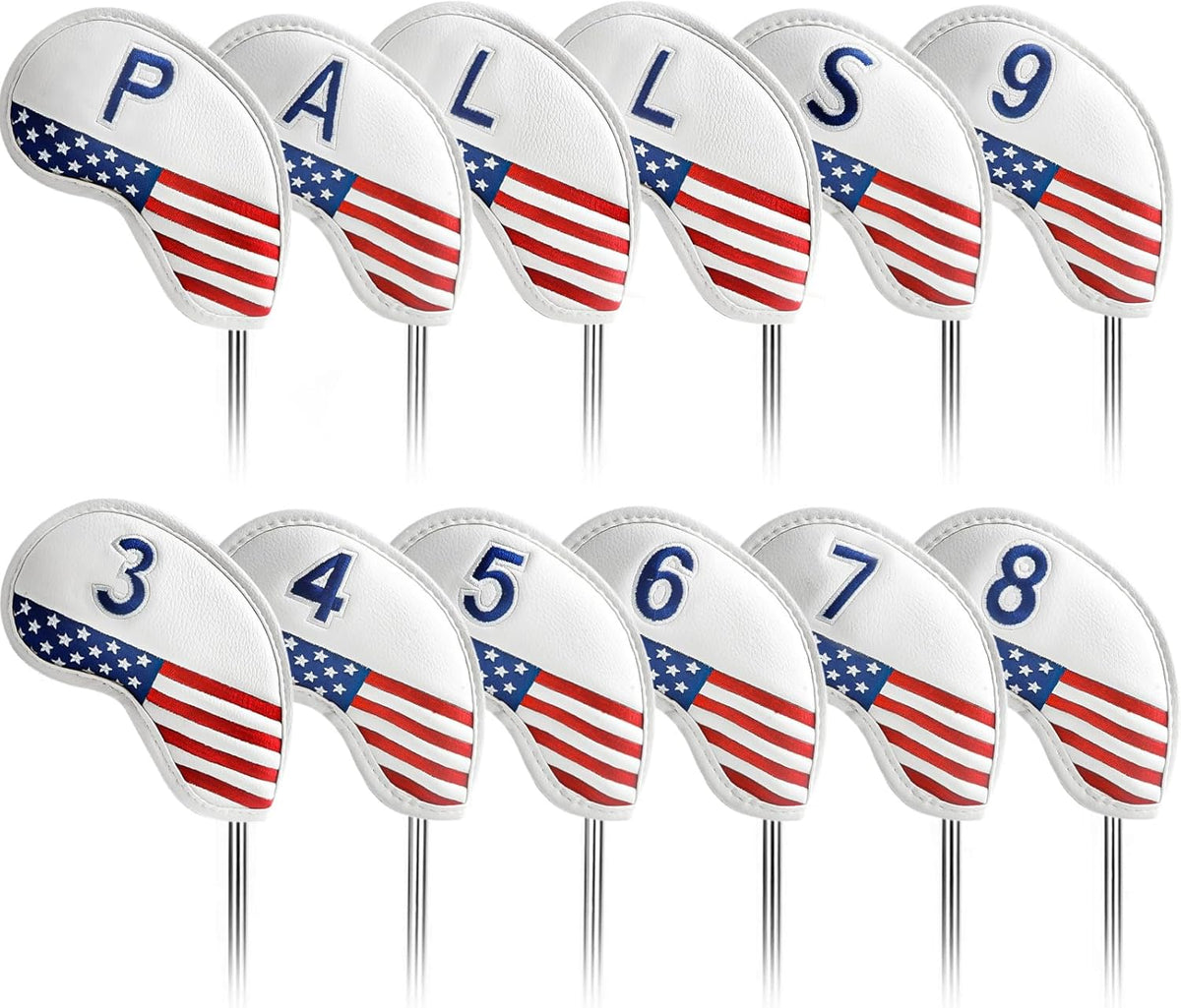 FINGER TEN Premium Synthetic Leather Stylish Iron & Wedge Golf Head Covers Value 12 Piece Set