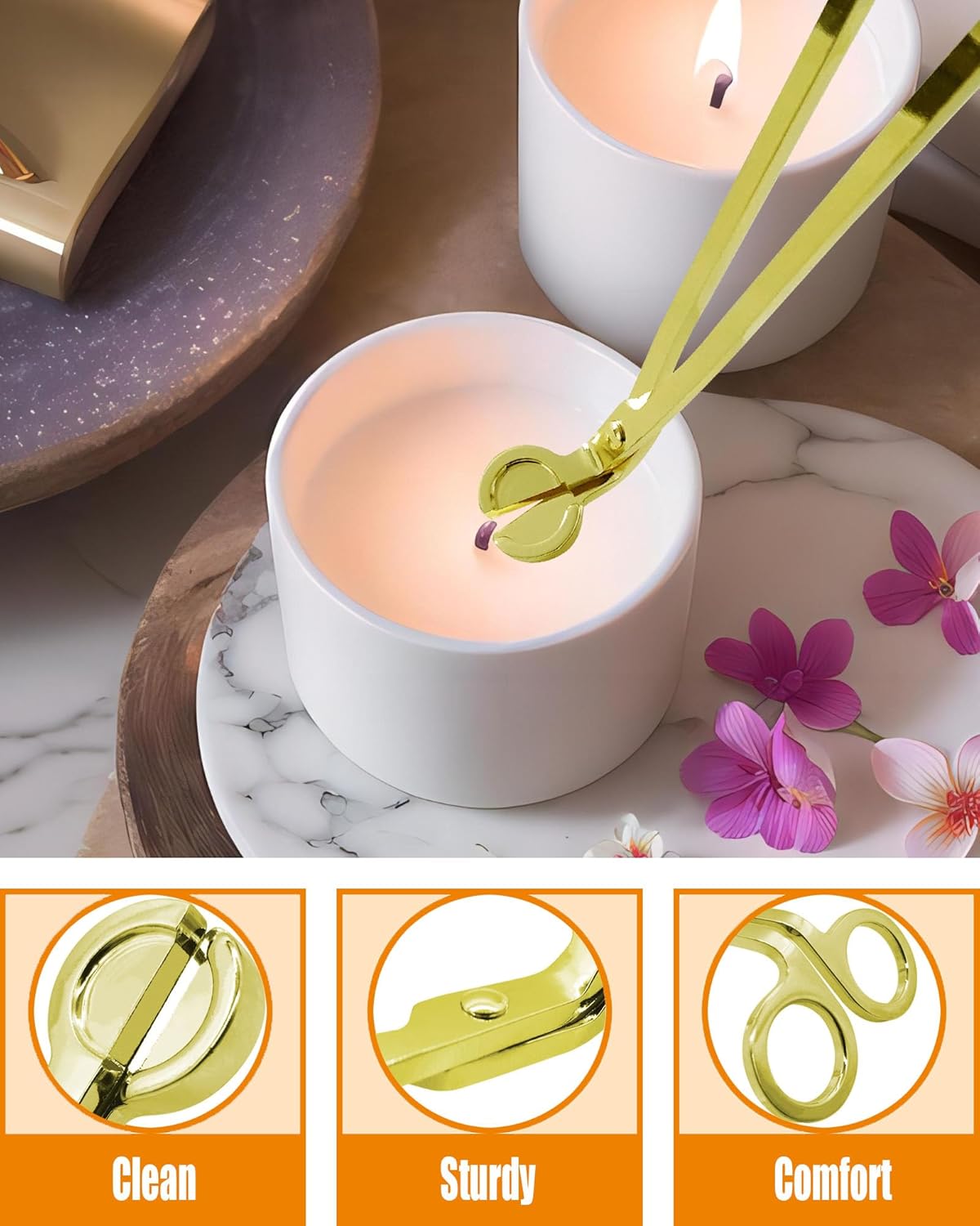 4 in1 Candle Accessory Set with Rechargeable Candle Lighter, Candle Wick Trimmer, Candle Wick