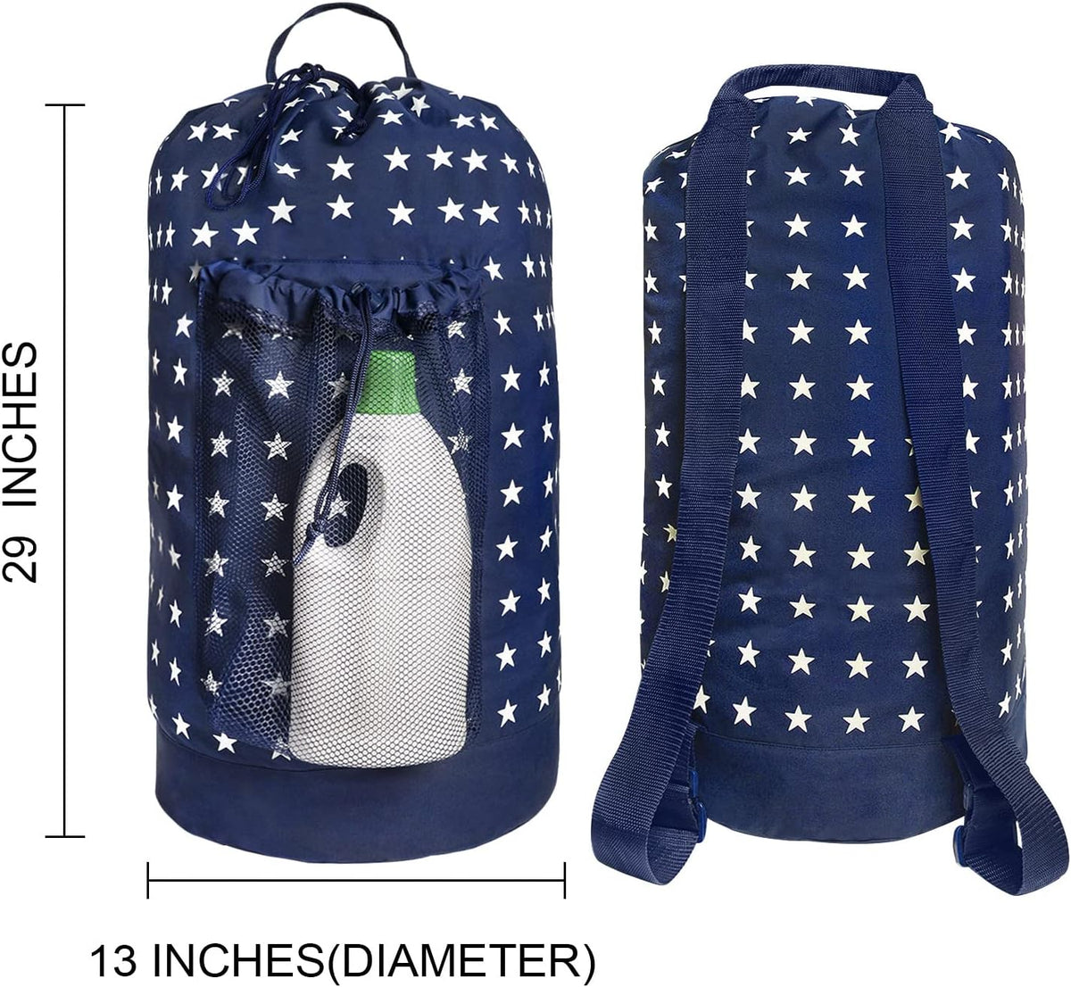 Dalykate Backpack Laundry Bag, Laundry Backpack with Shoulder Straps and Mesh Pocket Durable Nylon