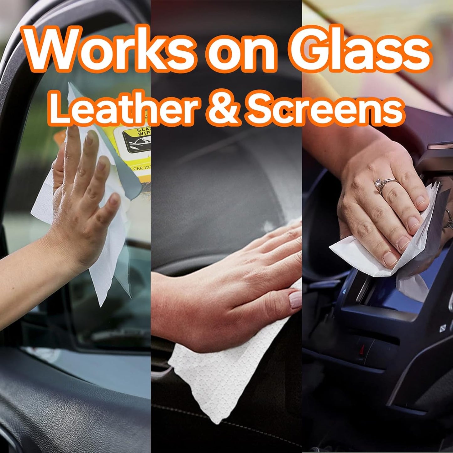 Car Wipes Extra Large 8" x 8" Car Interior Cleaning Wipes Leather Wipes For Car Car Glass Wipes