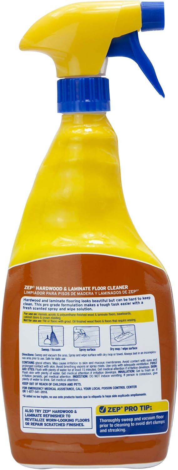 Zep Hardwood and Laminate Floor Cleaner - 32 Oz (Case of 4) - ZUHLF324 - Cleans Spots, Stains, and