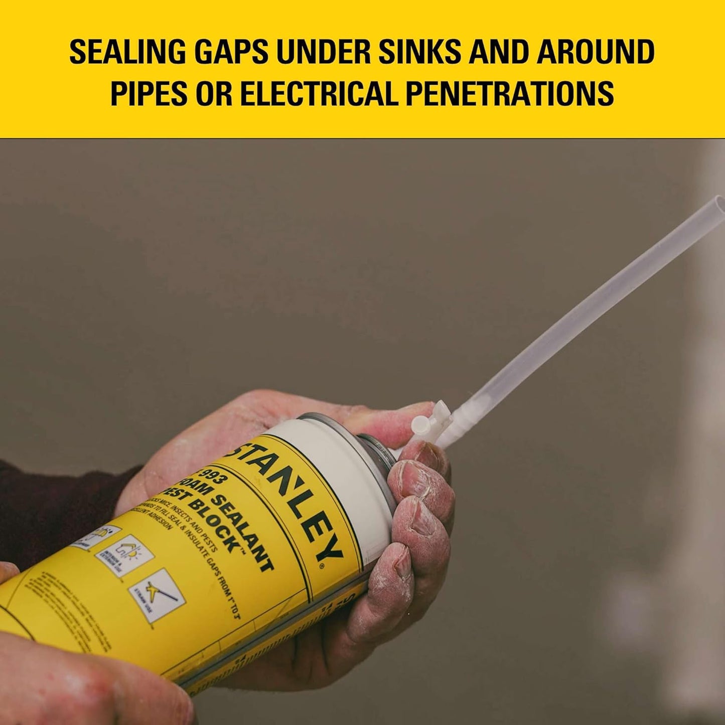 Stanley F993 Expanding Foam Sealant Spray – (12x12oz) Gaps & Cracks Filler, PestBlocker for